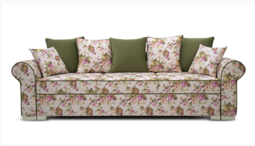 Прямой диван Ameli (Arcadia rose+shaggy green+glance bone) в Костроме