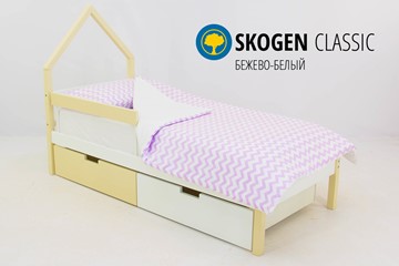 Детская кровать-домик мини Skogen бежево-белый в Костроме