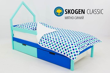 Кровать-домик детская мини Skogen мятно-синий в Костроме