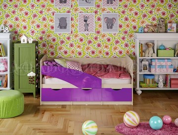 Кроватка Бабочки 800*1600, Фиолетовый глянец в Костроме
