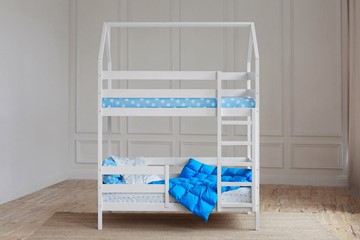 Детская двухъярусная кровать Домик, цвет белый в Костроме