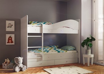 Детская двухэтажная кровать ТМК Мая с 2 ящиками на щитах, цвет Млечный дуб в Костроме