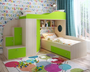 Детская кровать-шкаф Кадет-2, корпус Дуб, фасад Лайм в Костроме