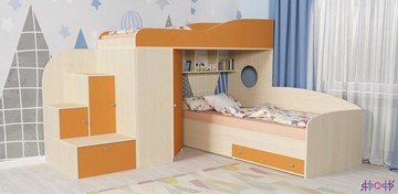 Детская кровать-шкаф Кадет-2, корпус Дуб, фасад Оранжевый в Костроме