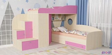 Детская кровать-шкаф Кадет-2, корпус Дуб, фасад Розовый в Костроме
