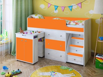 Детская кровать-шкаф Малыш 1600, корпус Винтерберг, фасад Оранжевый в Костроме