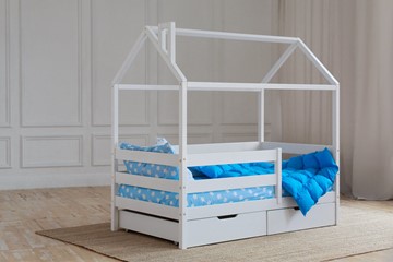 1-спальная детская кровать Домик с ящиками, цвет белый в Костроме