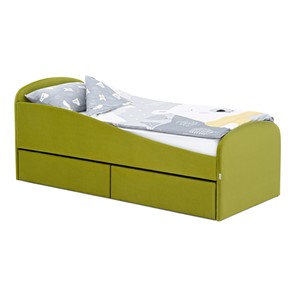 Мягкая кровать с ящиками Letmo 190х80 оливковый (велюр) в Костроме