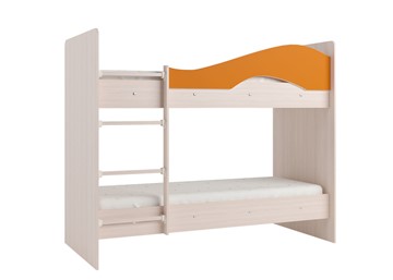 Двухэтажная детская кровать Мая на щитах, корпус Млечный дуб, фасад Оранжевый в Костроме