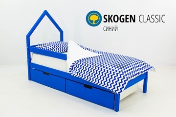 Кровать-домик детская мини Skogen синия в Костроме
