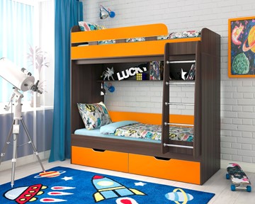 Детская 2-ярусная кровать Ярофф Юниор-5, каркас Бодего, фасад Оранжевый в Костроме