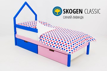 Детская кровать-домик мини Skogen синий-лаванда в Костроме