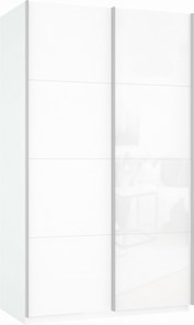 Шкаф 2-створчатый Прайм (ДСП/Белое стекло) 1600x570x2300, белый снег в Костроме