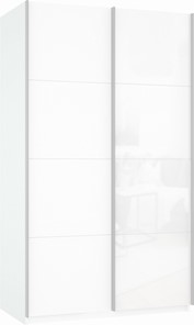 Шкаф Прайм (ДСП/Белое стекло) 1200x570x2300, белый снег в Костроме