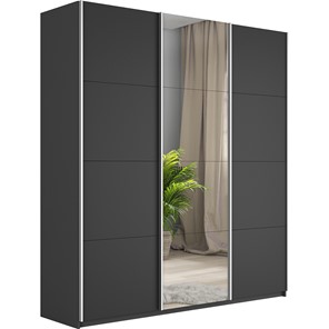 Шкаф 3-дверный Широкий Прайм (2 ДСП / Зеркало) 2400x570x2300,  Серый диамант в Костроме
