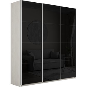 Шкаф 3-створчатый Широкий Прайм (Черное стекло) 2400x570x2300, Ясень Анкор светлый в Костроме