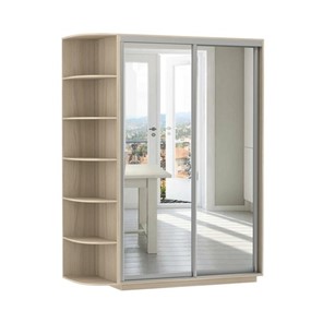 Шкаф 2-х дверный Экспресс (2 зеркала), со стеллажом 1700x600x2200, шимо светлый в Костроме