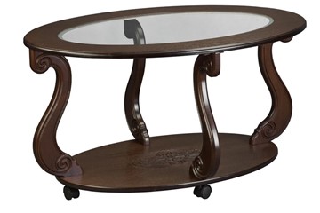 Стеклянный столик Овация-С, на колесах, темно-коричневый в Костроме