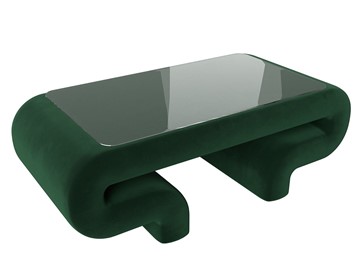 Стеклянный журнальный столик Волна, зеленый (велюр) в Костроме