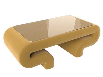 Стеклянный столик в зал Волна, желтый (микровельвет) в Костроме