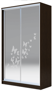 Шкаф двухдверный 2400х1362х620 два зеркала, "Бабочки" ХИТ 24-14-66-05 Венге Аруба в Костроме