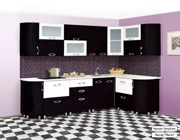 Модульная кухня Мыло 128 2700х1500, цвет Черный/Белый металлик в Костроме