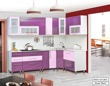 Угловая кухня Мыло 224 2600х1600, цвет Фиолет/Пастель фиолет в Костроме