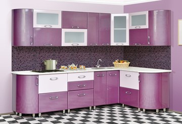 Угловая кухня Мыло 128 2700х1500, цвет Фиолет/Пастель фиолет в Костроме