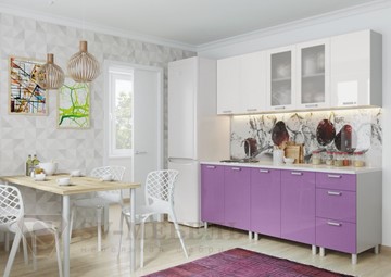 Кухонный гарнитур угловой Модерн, белый глянец/фиолетовый металлик в Костроме