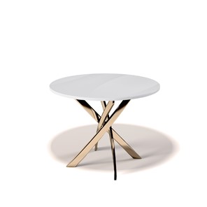 Обеденный круглый стол Kenner R1000 (Золото/Стекло белое глянец) в Костроме