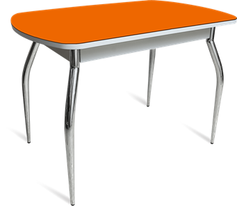 Кухонный раздвижной стол ПГ-07 СТ1 белое/оранжевое/35 хром фигурные гнутые в Костроме