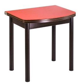 Кухонный стол раздвижной СПГ-01 СТ1, венге ЛДСП/стекло оранжевое/38 прямые трубки крашеные коричневый в Костроме