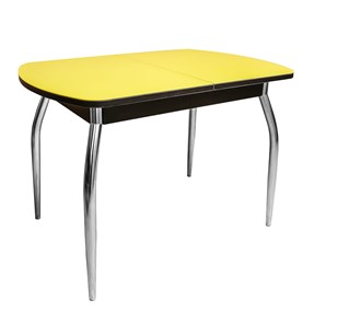 Раздвижной стол ПГ-01 СТ2, венге/желтое стекло/35 хром гнутые металл в Костроме