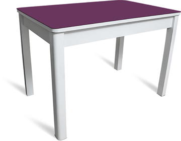 Стол на кухню Айсберг-05 СТ2, белое ЛДСП/фиолетовое стекло/40 массив белый в Костроме