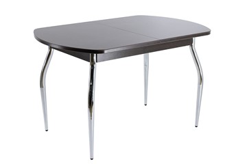 Стеклянный обеденный стол ПГ-07 СТ1 венге/черное стекло/хром фигурные в Костроме