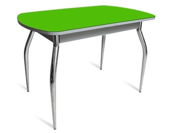 Стол кухонный ПГ-04 СТ белое/зеленое стекло/хром фигурные в Костроме