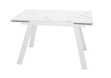 Стол обеденный раздвижной DikLine DKL140 Керамика Белый мрамор/опоры белые (2 уп.) в Костроме
