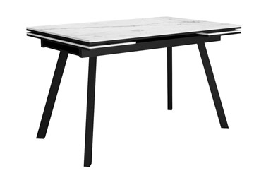 Керамический обеденный стол DikLine SKA125 Керамика Белый мрамор/подстолье черное/опоры черные (2 уп.) в Костроме