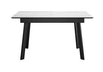Стол обеденный раздвижной DikLine SKH125 Керамика Белый мрамор/подстолье черное/опоры черные (2 уп.) в Костроме