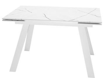 Раскладной стол DikLine SKM140 Керамика Белый мрамор/подстолье белое/опоры белые (2 уп.) в Костроме