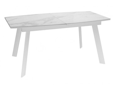 Кухонный раскладной стол Dikline XLS160 мрамор белый глянец/ножки белые в Костроме