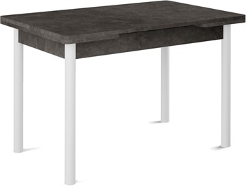 Кухонный стол раздвижной Кубика Милан-2 EVO, ноги белые, серый камень в Костроме