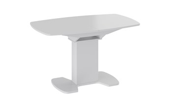 Кухонный раскладной стол Портофино (СМ(ТД)-105.02.11(1)), цвет Белый глянец/Стекло белое в Костроме