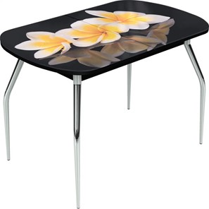 Кухонный стол раскладной Ривьера исп.1 ноги метал. крашеные №24 Фотопечать (Цветы №11) в Костроме
