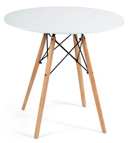 Кухонный обеденный стол CINDY NEXT, металл/мдф/бук, D70х75см, белый/натуральный арт.15854 в Костроме
