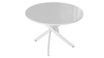Круглый стол на кухню Diamond тип 2 (Белый муар/Белый глянец) в Костроме