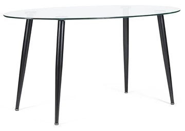 Стеклянный обеденный стол KASSEL (mod. DT333) металл/закаленное стекло (10 мм), 150х90х75см, черный в Костроме