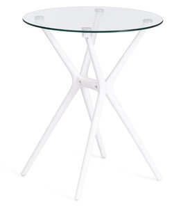 Стеклянный обеденный стол PARNAVAZ (mod. 29) пластик/стекло, 60х60х70,5 прозрачный/белый арт.19697 в Костроме