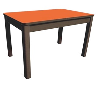 Кухонный стол Айсберг-06 СТ1, венге ЛДСП/стекло оранжевое/42 прямые массив венге в Костроме