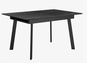Стеклянный стол раздвижной  DikLine SFH125 стекло Оптивайт Черный мрамор/подстолье черное в Костроме